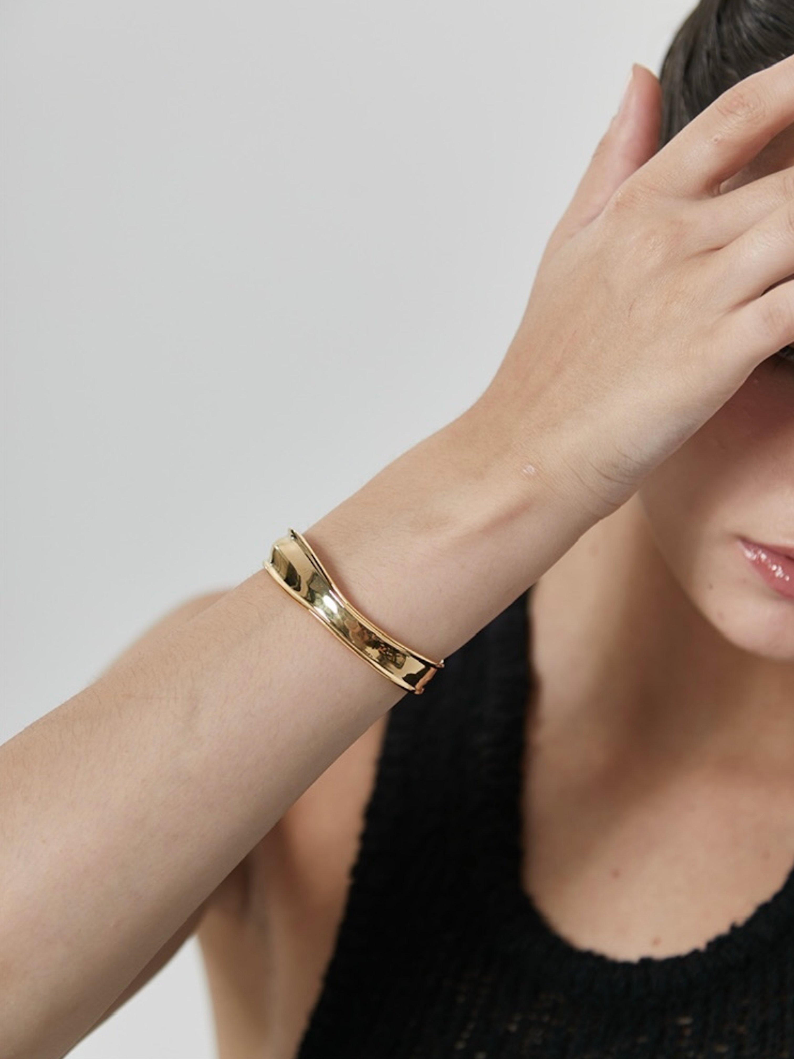 Elegant Harper Gold Cuff Bracelet by Caevi – hypoallergenic jewelry