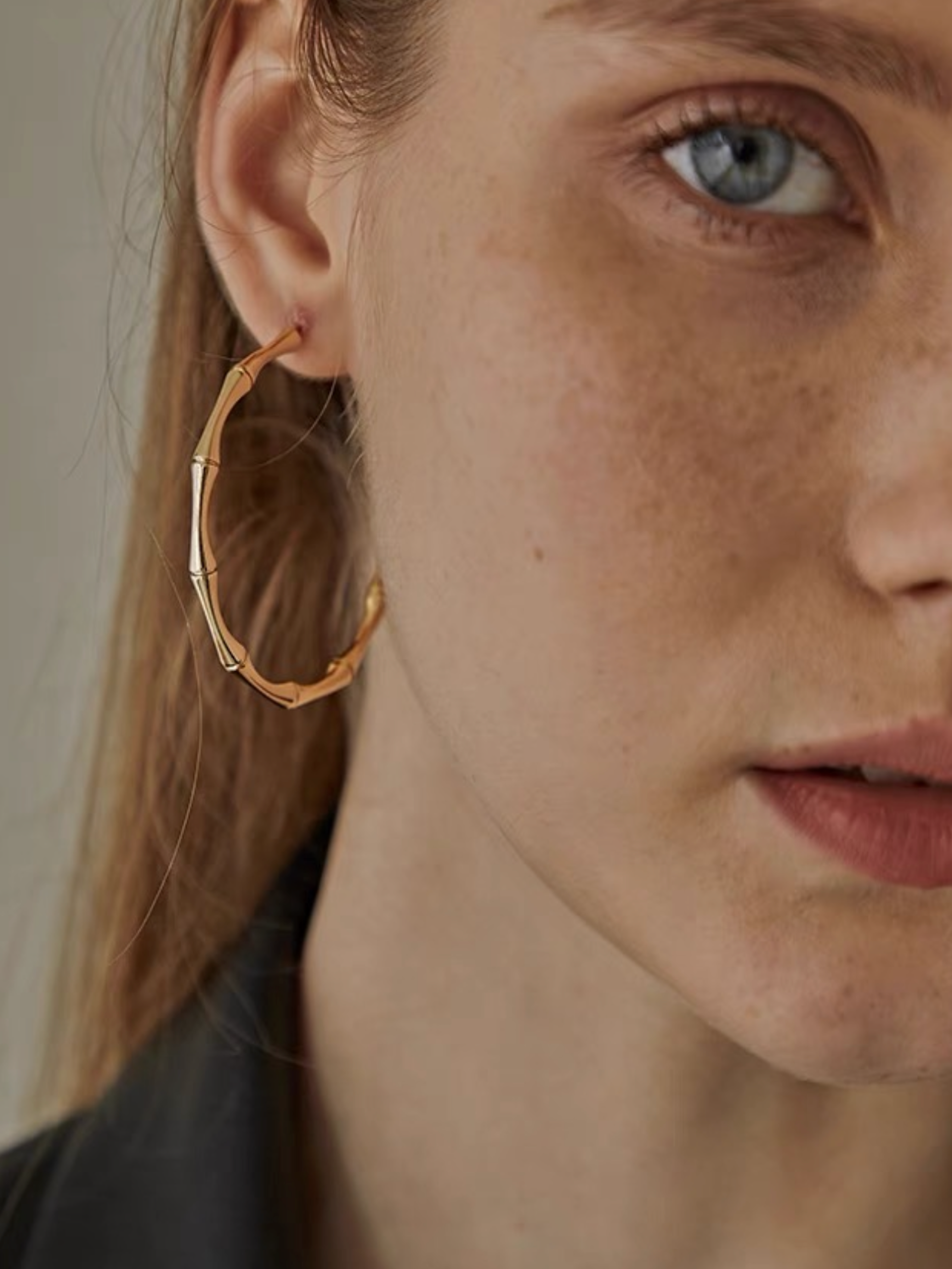 Luxe HAZEL BAMBOO HOOP EARRINGS by Caevi – hypoallergenic jewelry