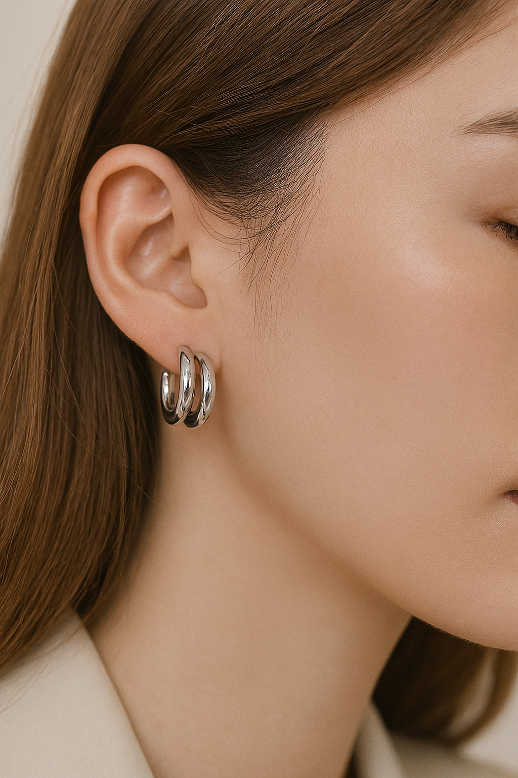 Graceful HERA DOUBLE HOOP EARRINGS by Caevi – hypoallergenic jewelry