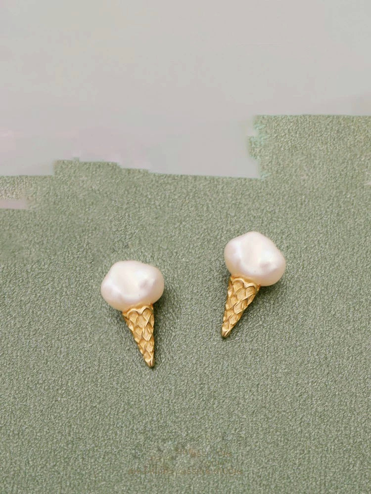Refined Baroque Pearl Ice Cream Earrings by Caevi – hypoallergenic jewelry