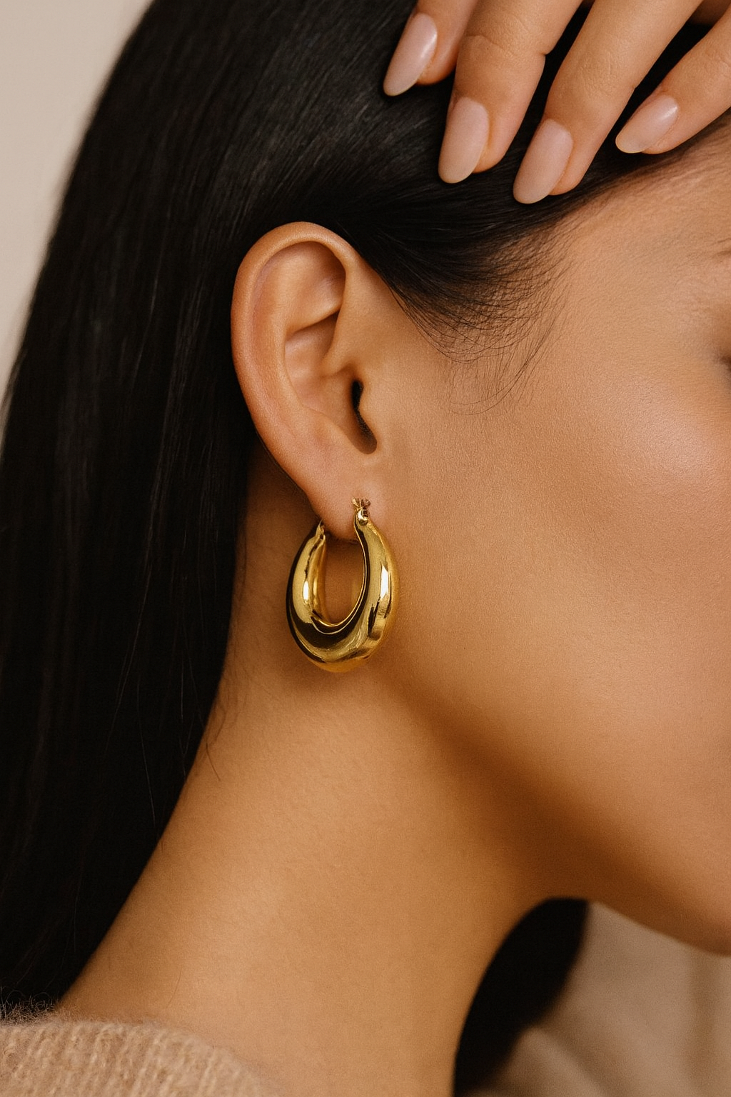 Sleek THEA BOLD HOOP EARRINGS by Caevi – hypoallergenic jewelry