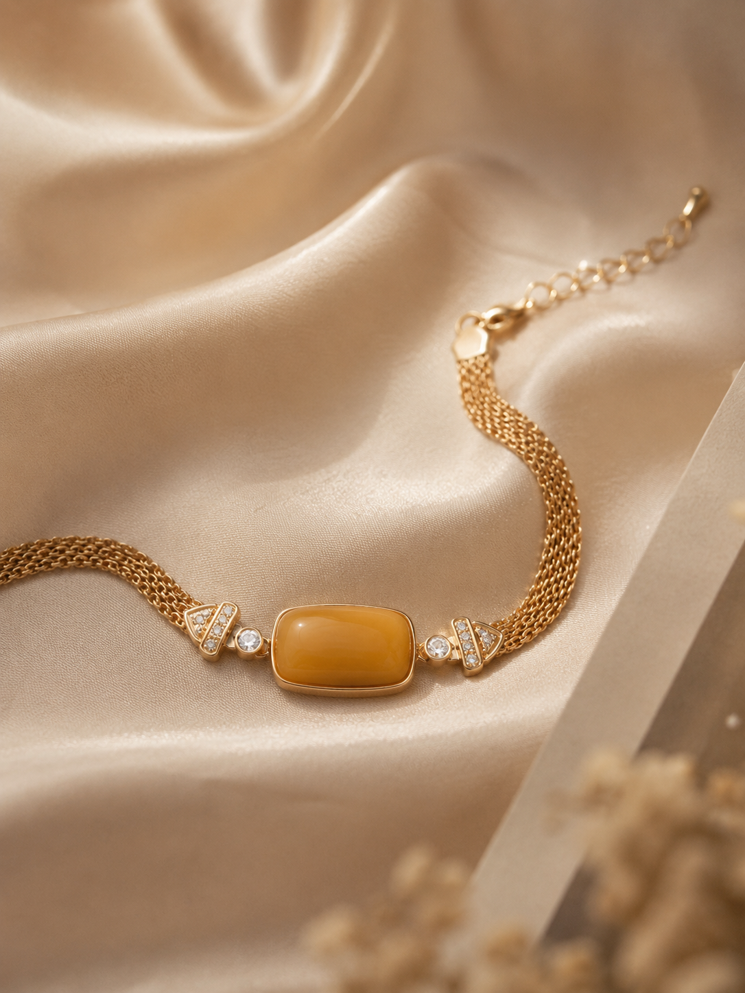 Woven Radiance Butterscotch Amber Bracelet