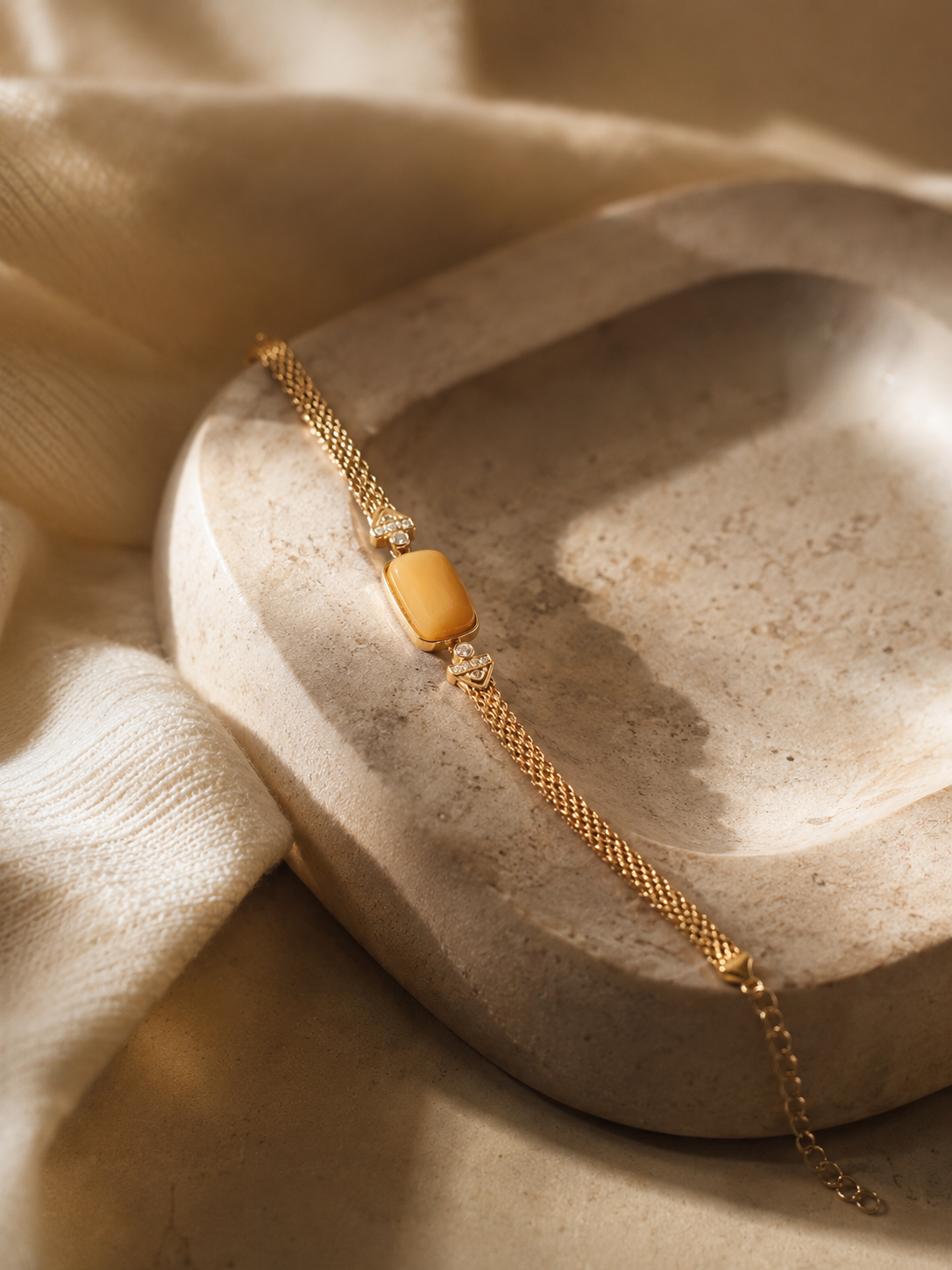 Woven Radiance Butterscotch Amber Bracelet