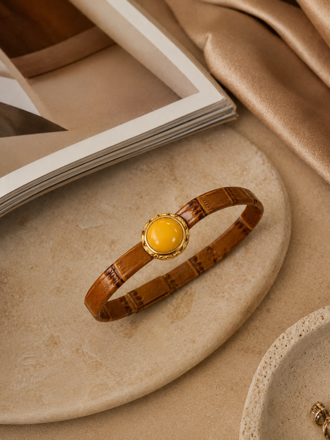 Heritage Filigree Butterscotch Amber Leather Bracelet