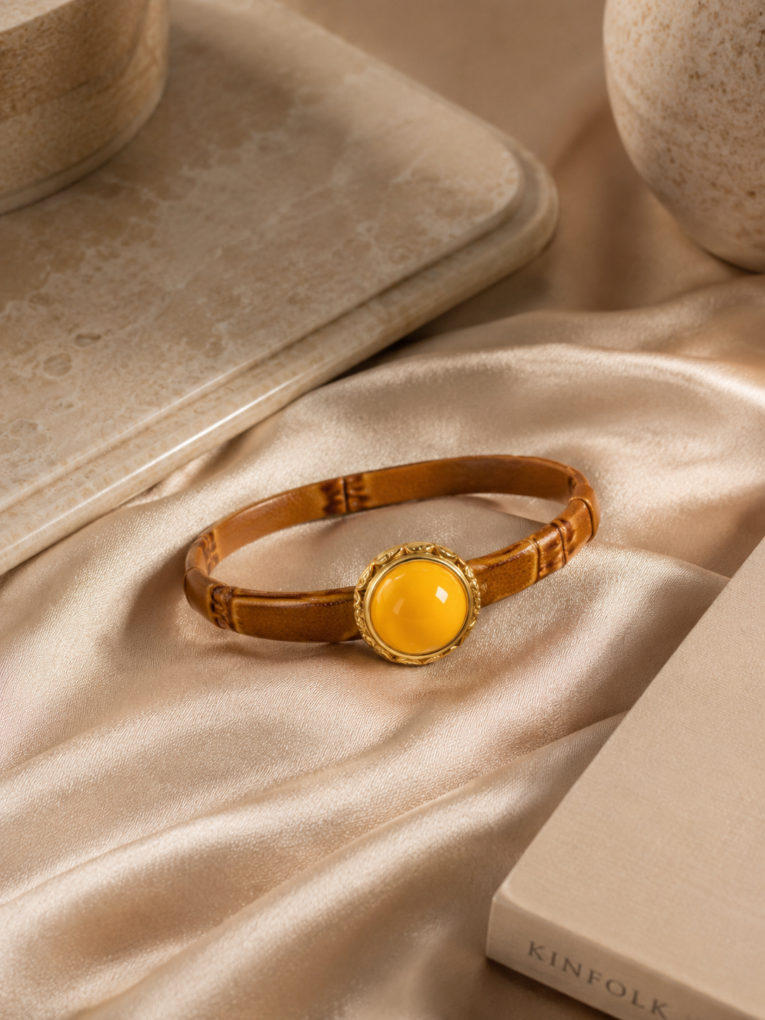Heritage Filigree Butterscotch Amber Leather Bracelet