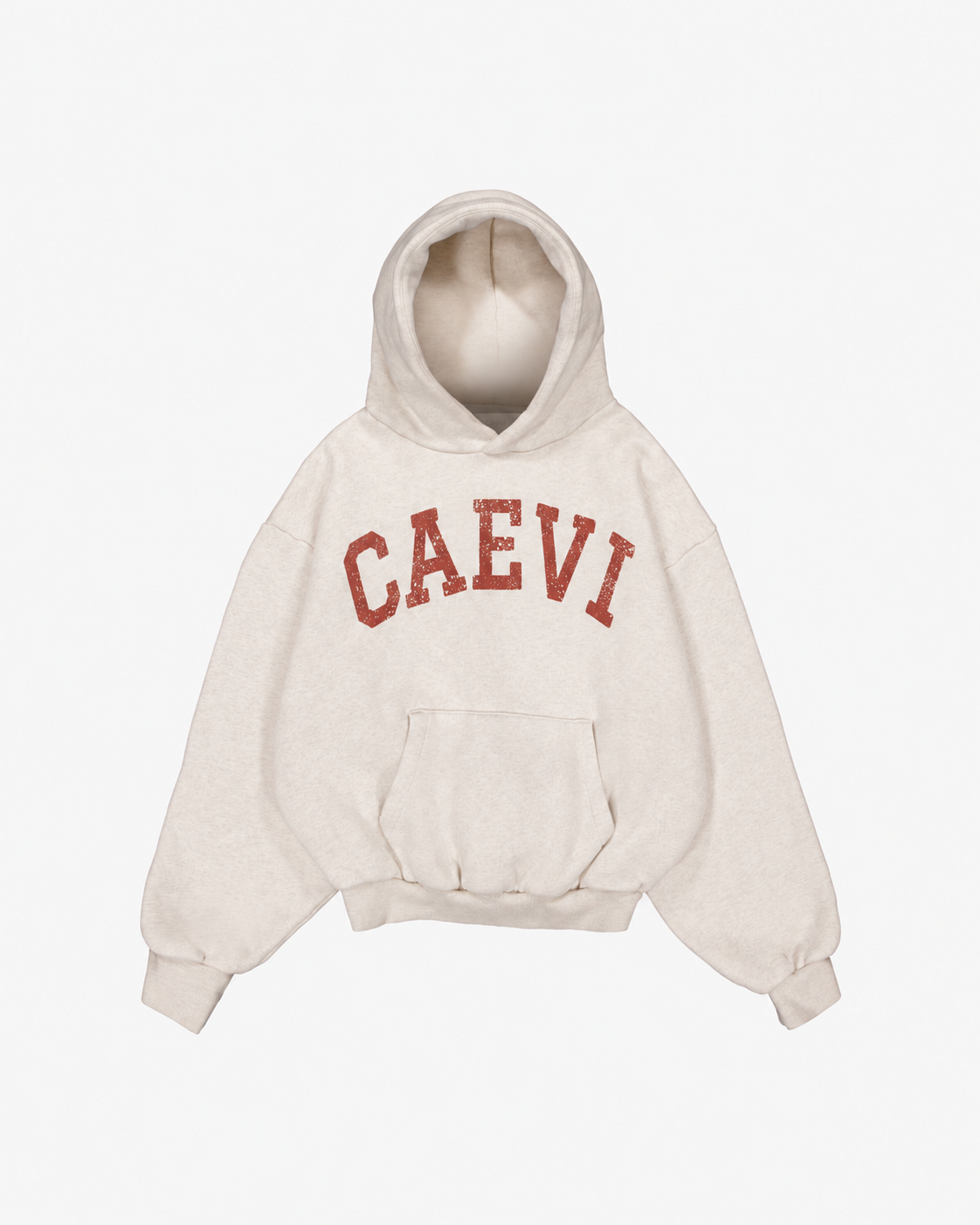 CAEVI Collegiate Heavyweight Hoodie in Vintage Oatmeal – front product view