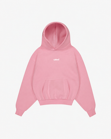 CAEVI Essential Heavyweight Hoodie in Powder Pink – front product view