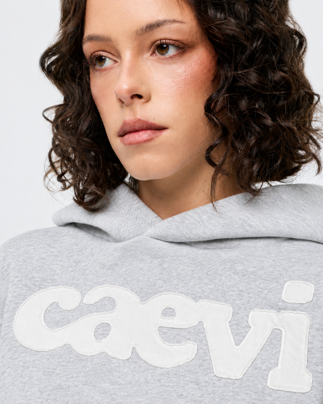 CAEVI Statement Heavyweight Hoodie in Grey – model styling view
