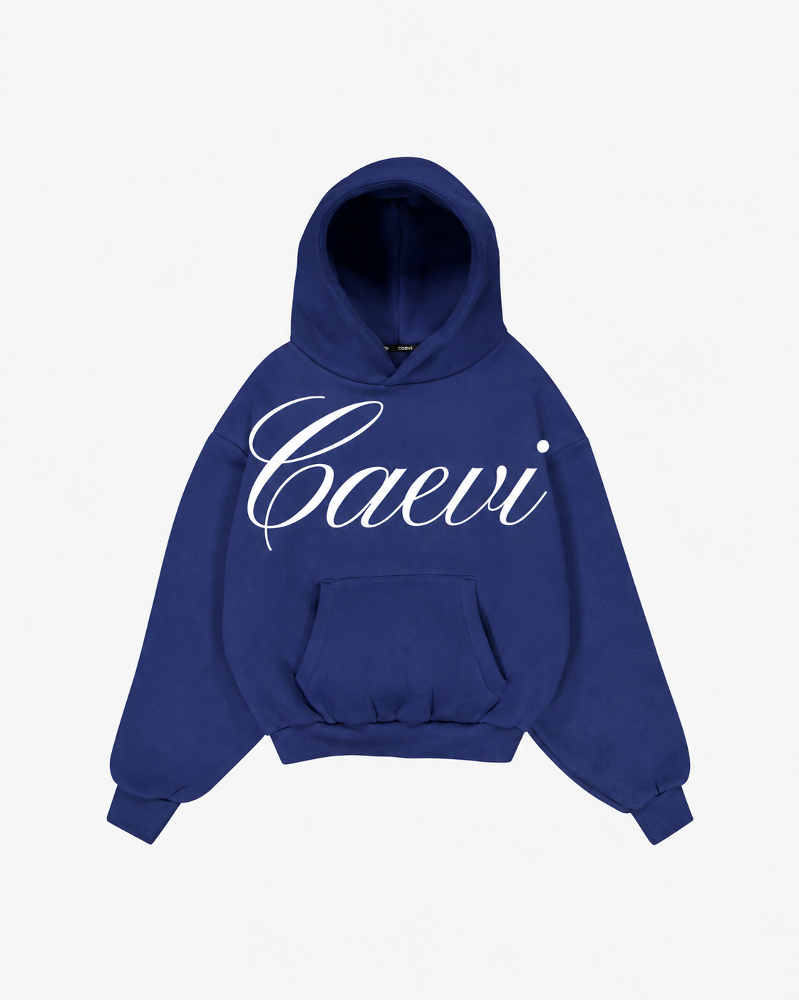 CAEVI Calligraphy Heavyweight Hoodie in Royal Blue – front product view