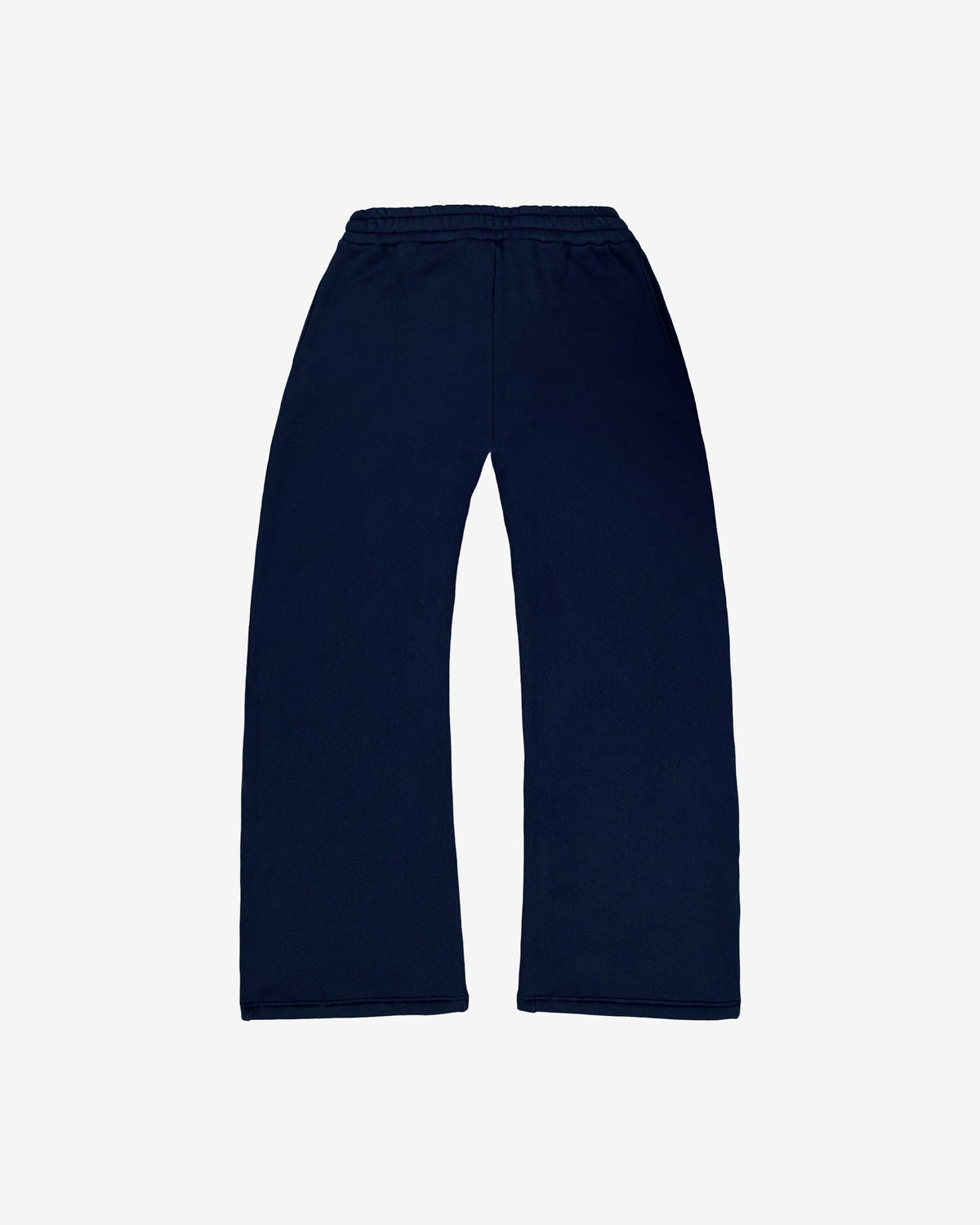 Navy logo-free heavyweight straight-leg track pants, front view