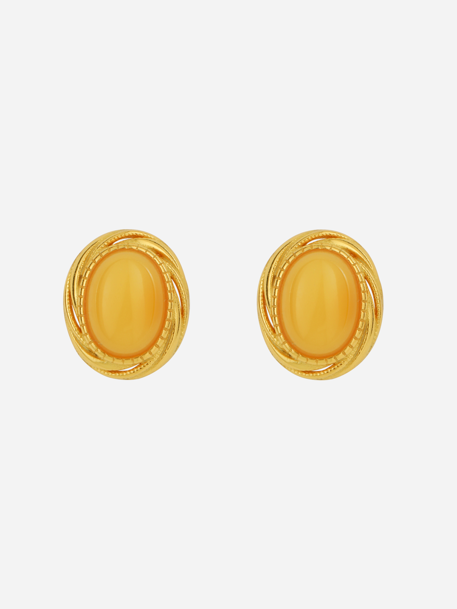 Vintage Rope Oval Butterscotch Amber Studs Earrings