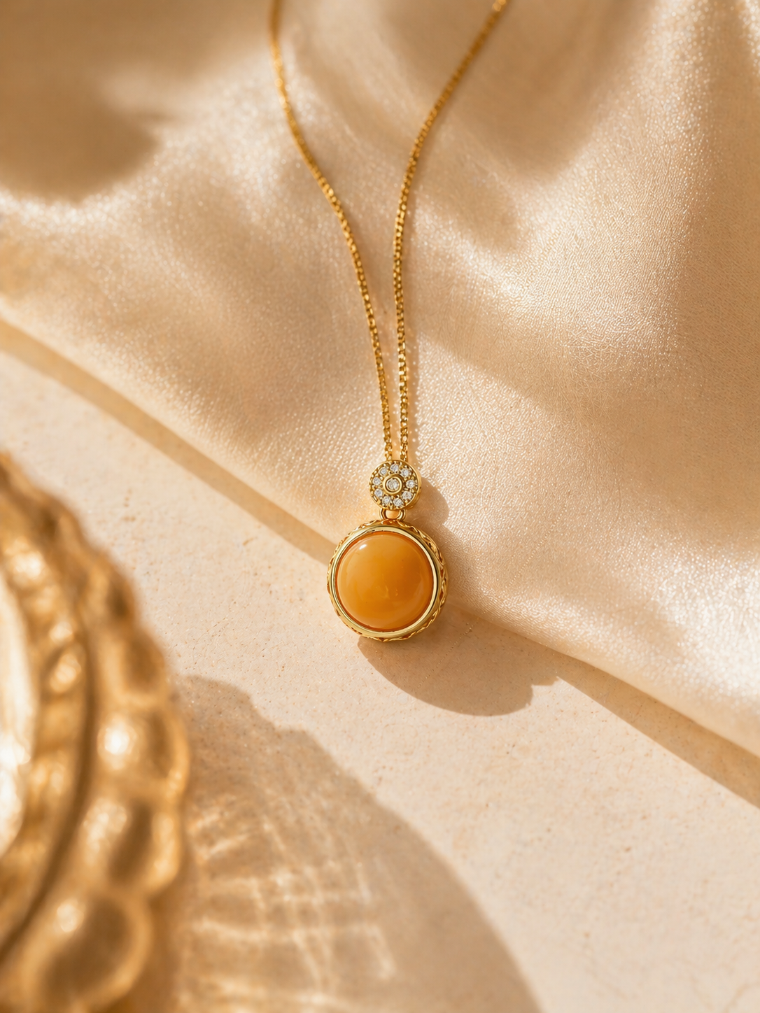 Glistening Petal Butterscotch Amber Necklace