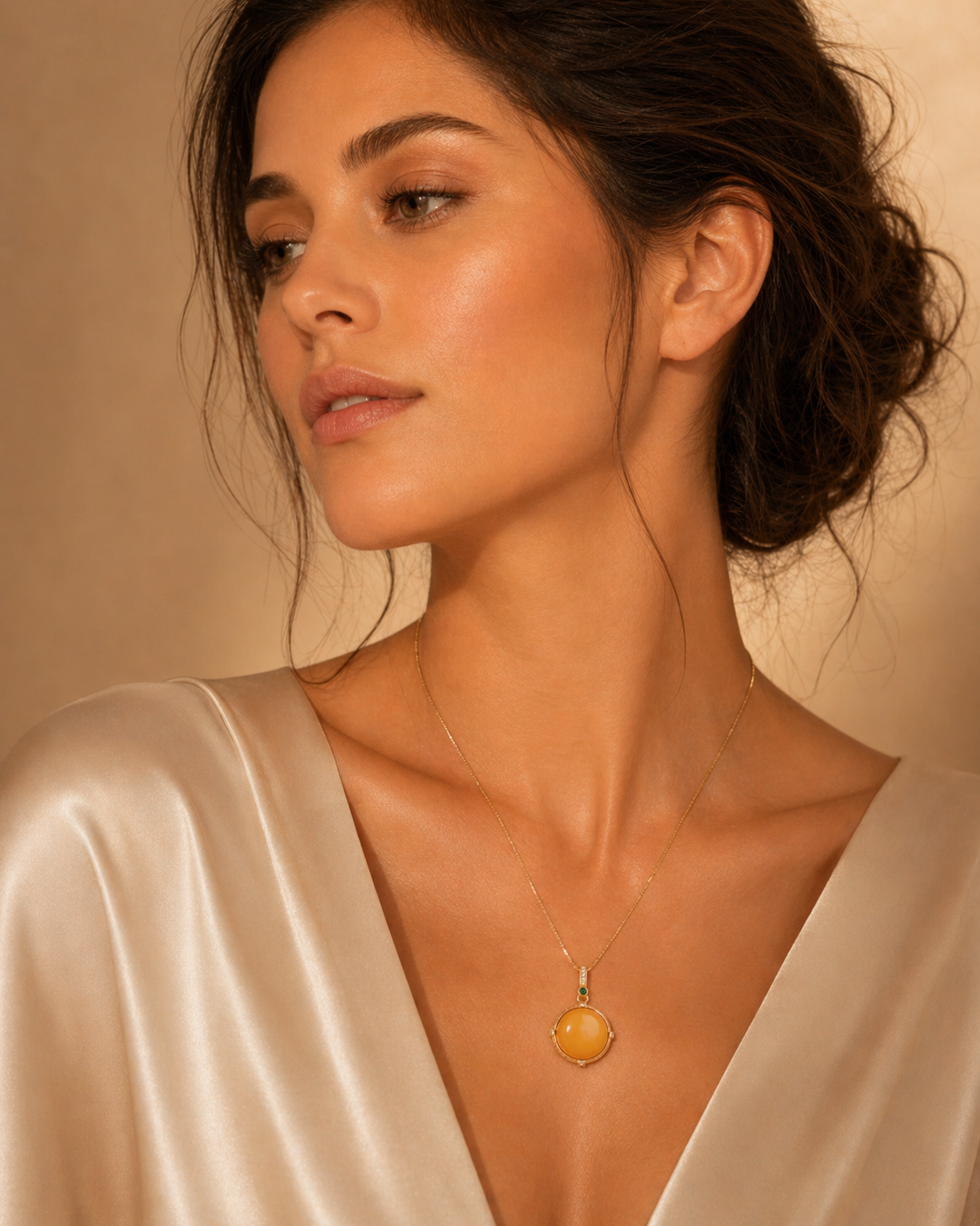 Verdant Compass Butterscotch Amber Necklace