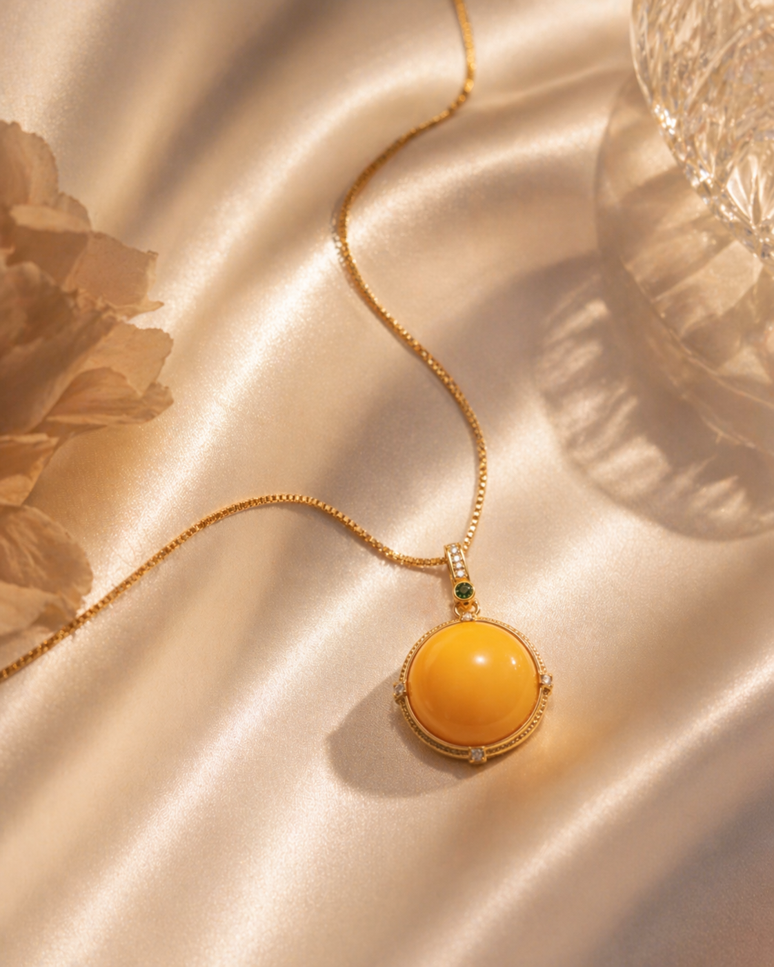 Verdant Compass Butterscotch Amber Necklace