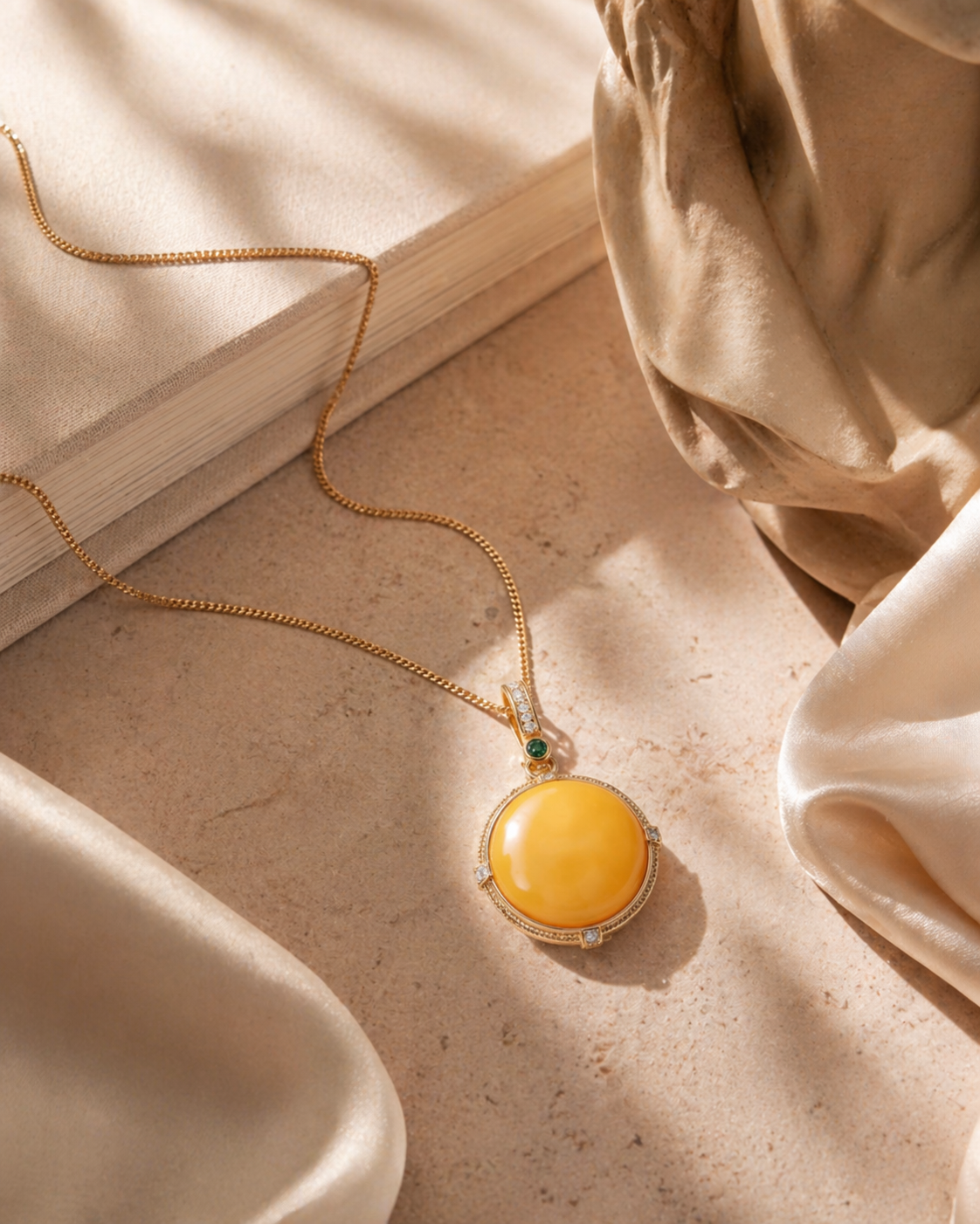 Verdant Compass Butterscotch Amber Necklace