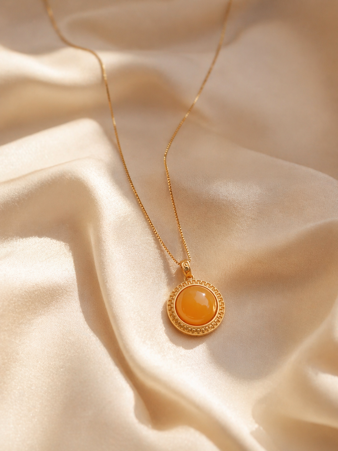 Eternal Meander Butterscotch Amber Necklace