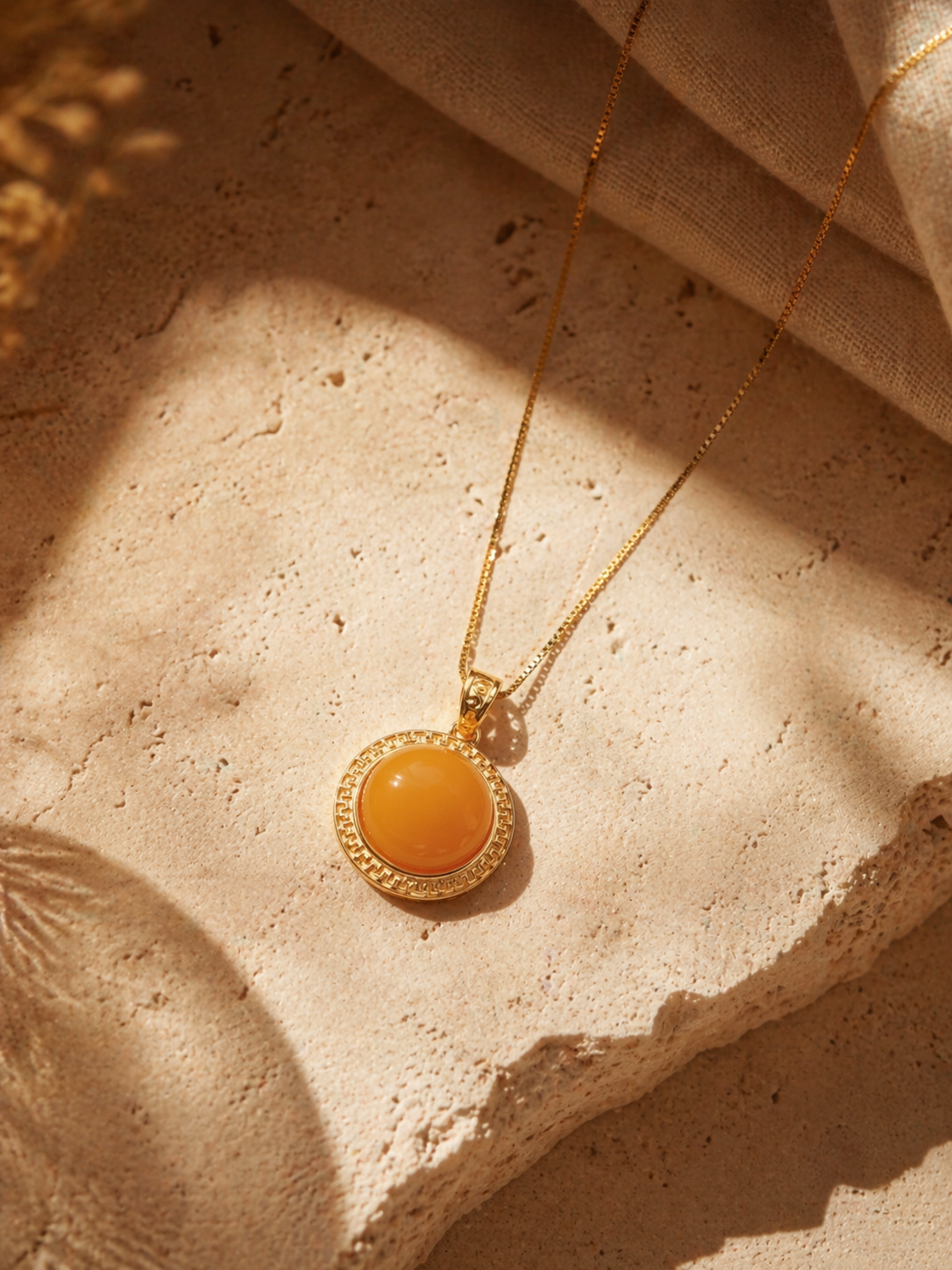 Eternal Meander Butterscotch Amber Necklace