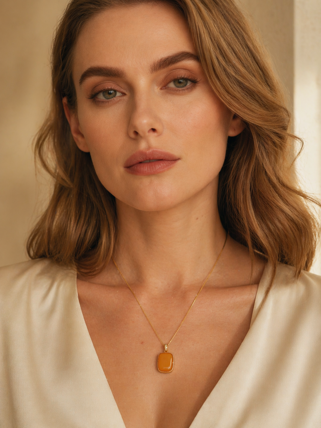 Timeless Rectangle Butterscotch Amber Necklace