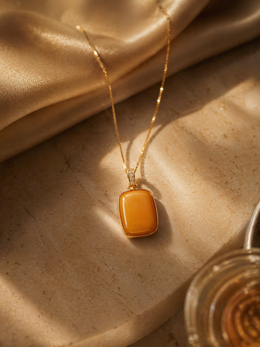 Timeless Rectangle Butterscotch Amber Necklace