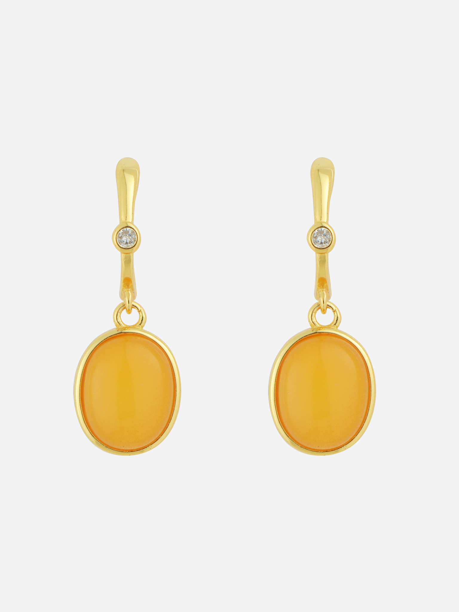 Oval Butterscotch Amber Drop Earrings