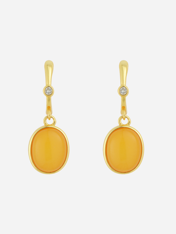 Oval Butterscotch Amber Drop Earrings