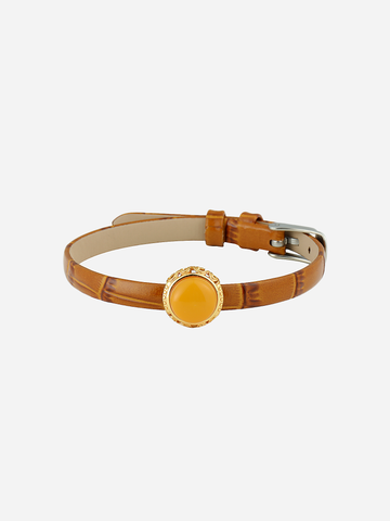 Heritage Filigree Butterscotch Amber Leather Bracelet