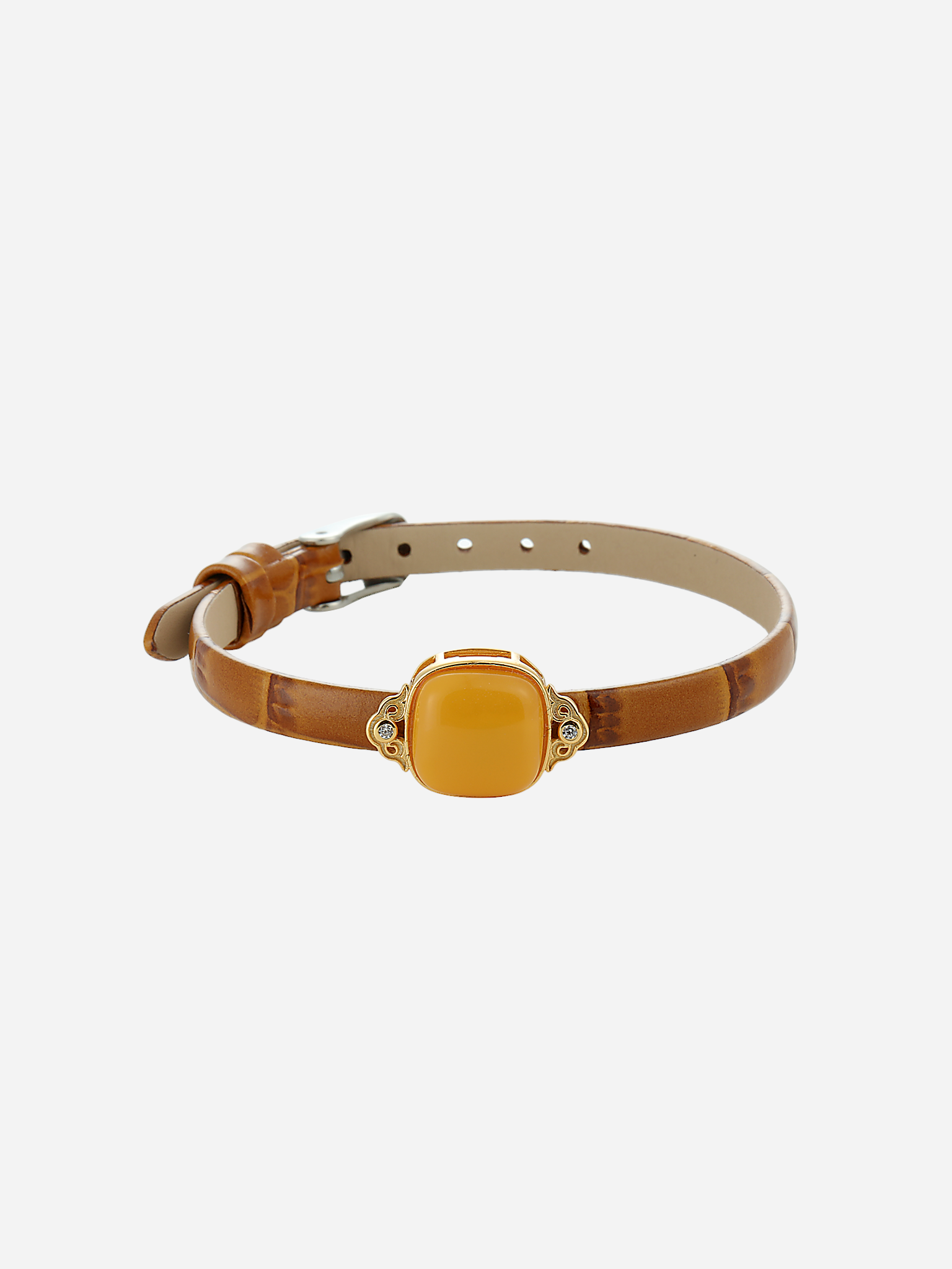 Urban Heritage Butterscotch Amber Leather Bracelet