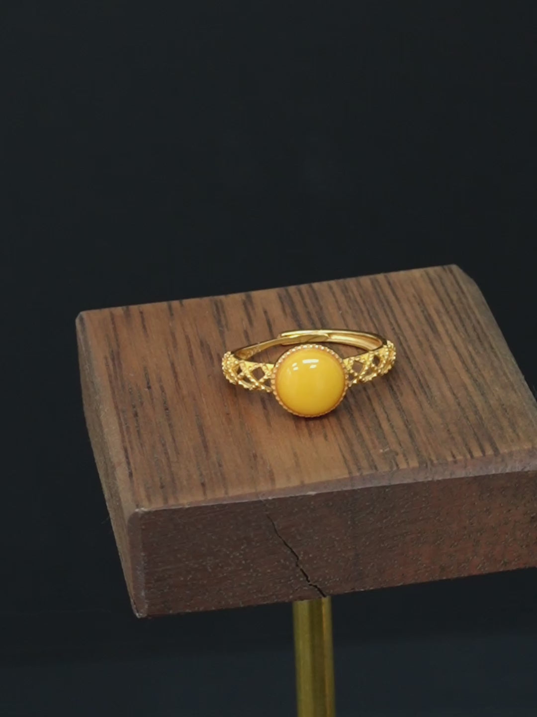 Lattice Filigree Butterscotch Amber Ring