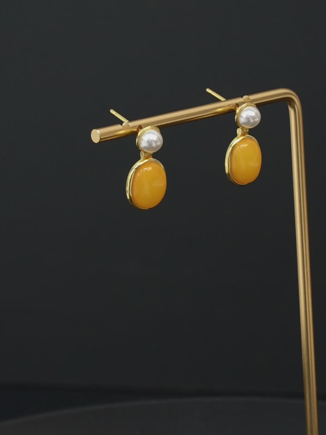 Petite Oval Butterscotch Amber Drop Earrings