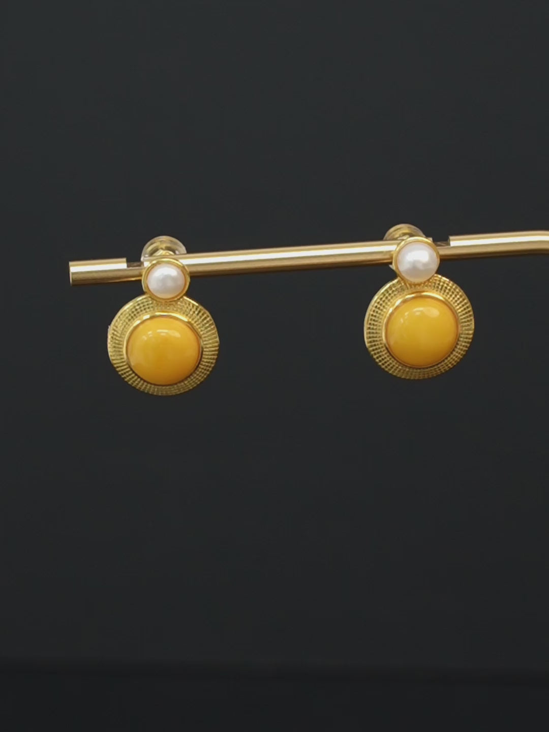 Quilted Halo Butterscotch Amber Stud Earrings