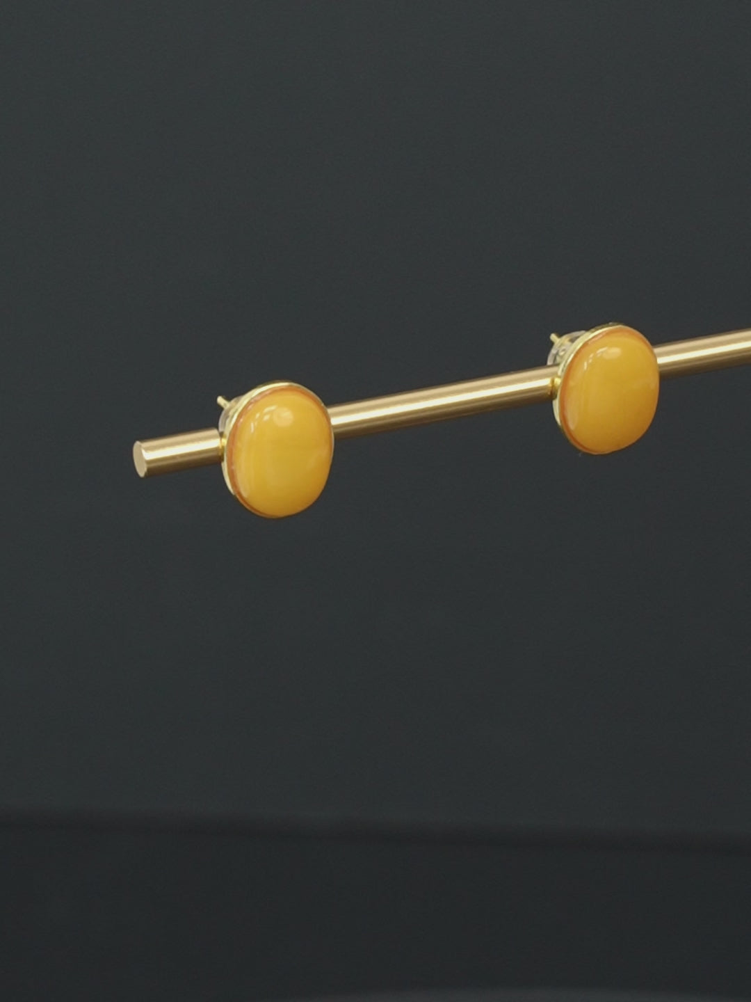 Oval Butterscotch Amber Stud Earrings
