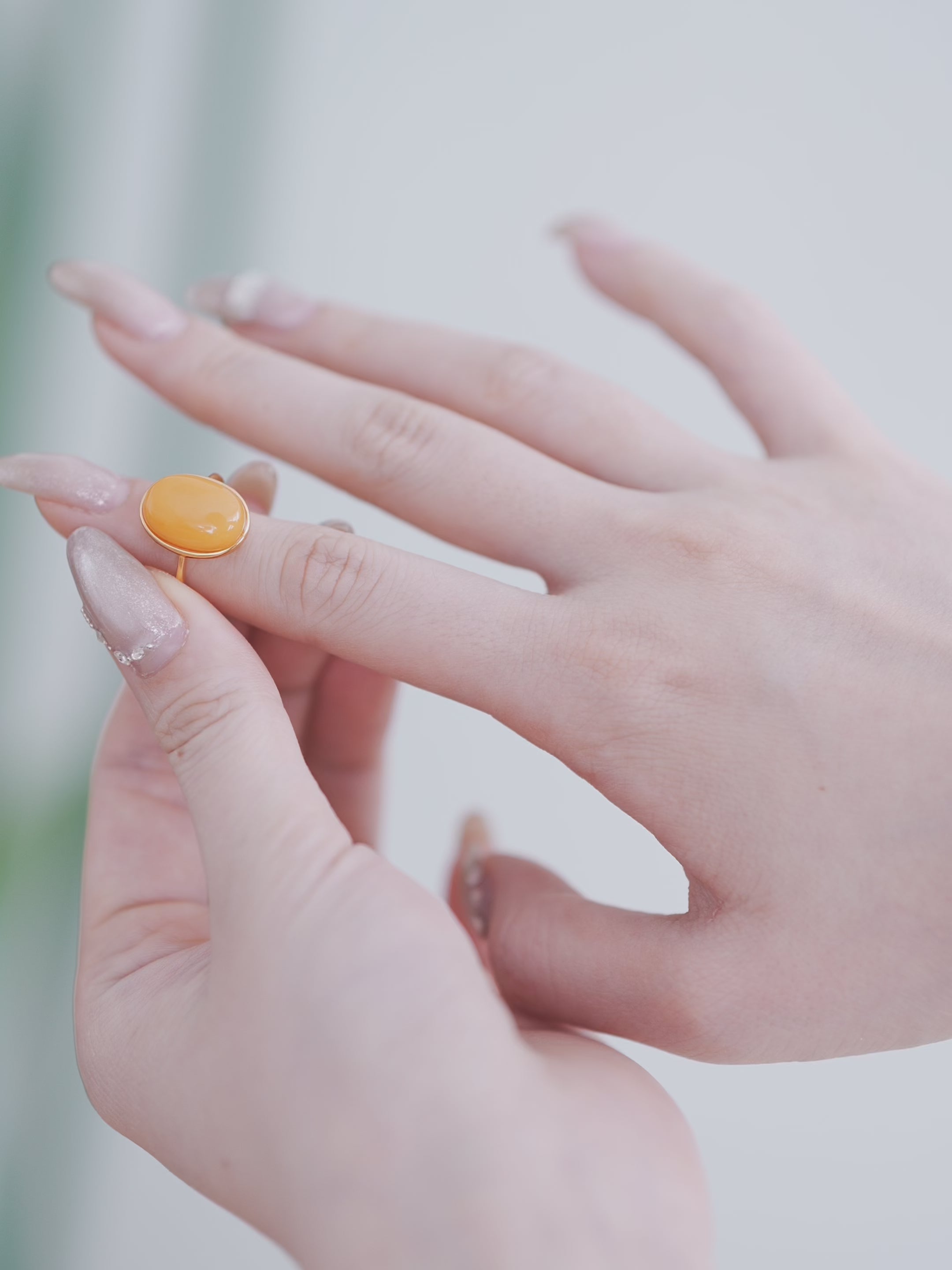 Ethereal Oval Butterscotch Amber Ring