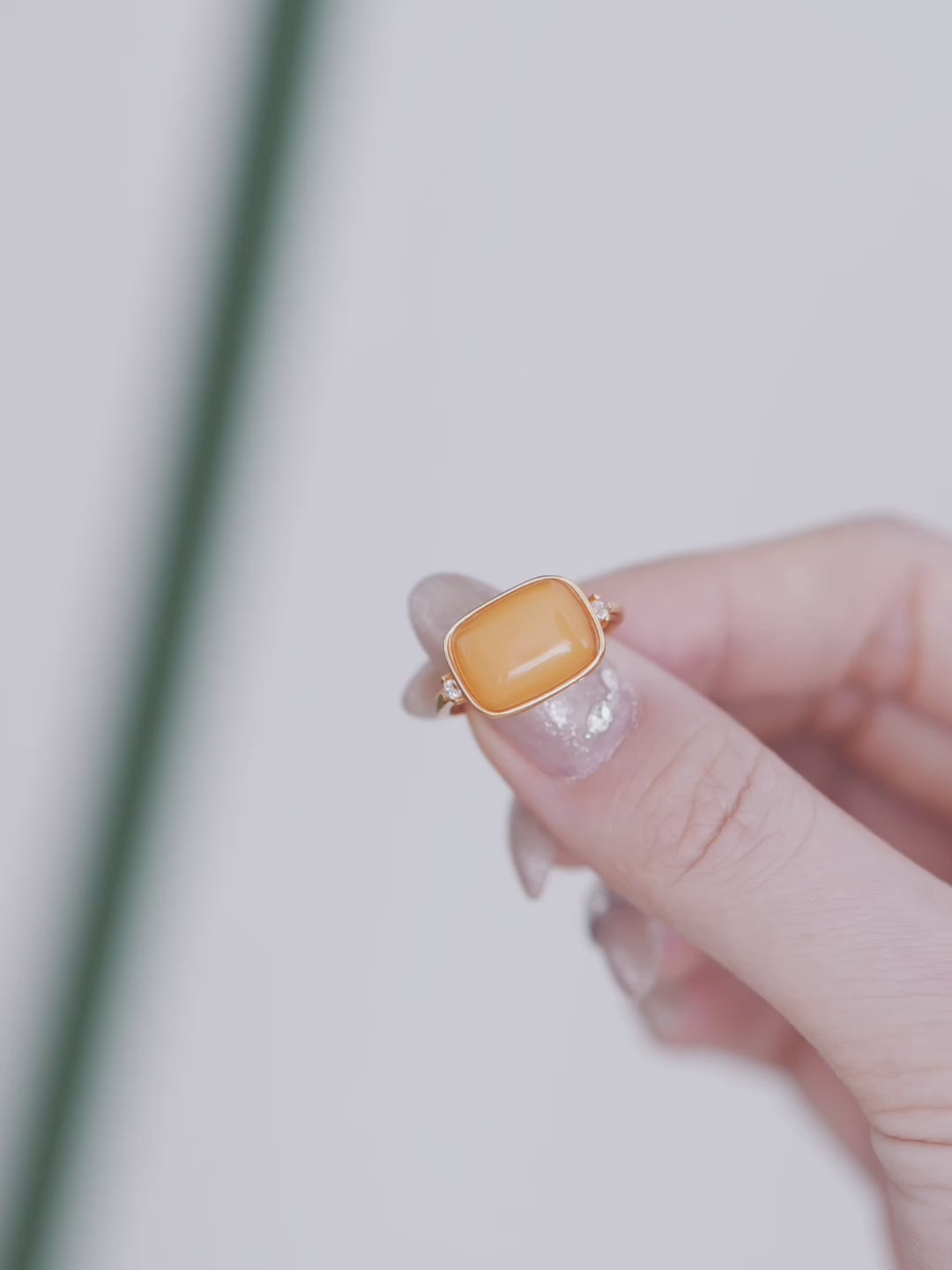 Sparkling Frame Butterscotch Amber Ring