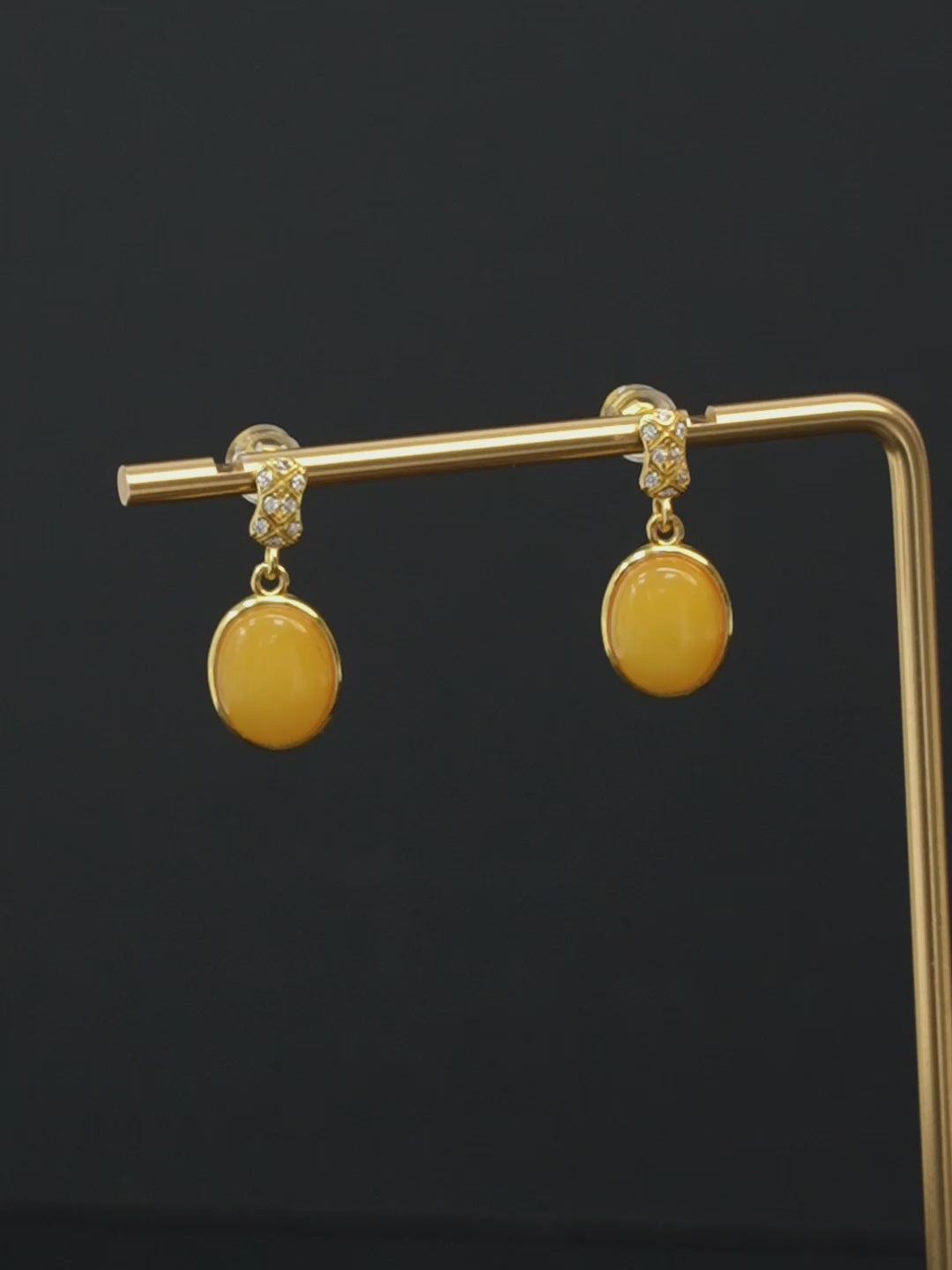 Glistening Lattice Butterscotch Amber Drop Earrings