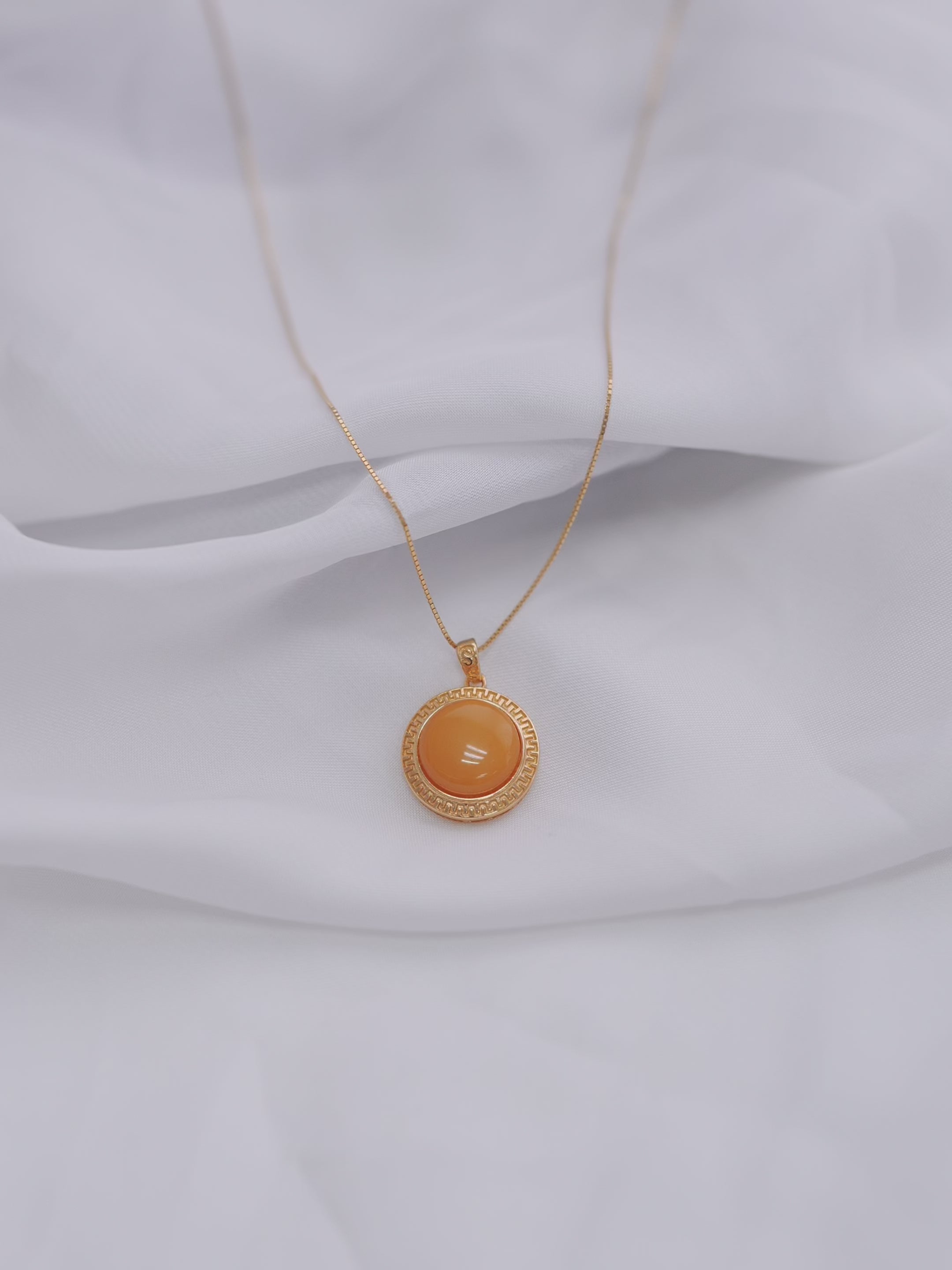 Eternal Meander Butterscotch Amber Necklace