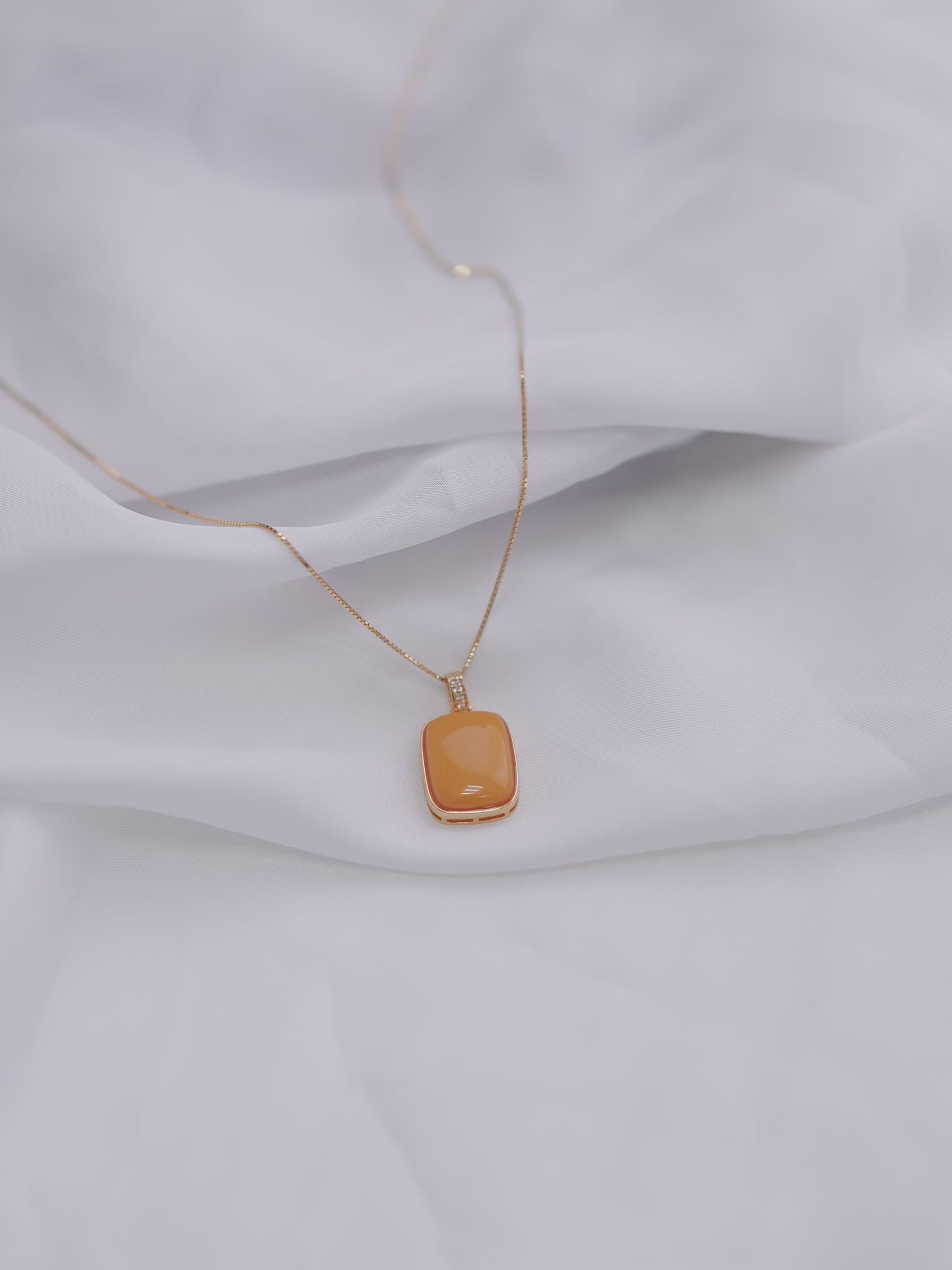 Timeless Rectangle Butterscotch Amber Necklace