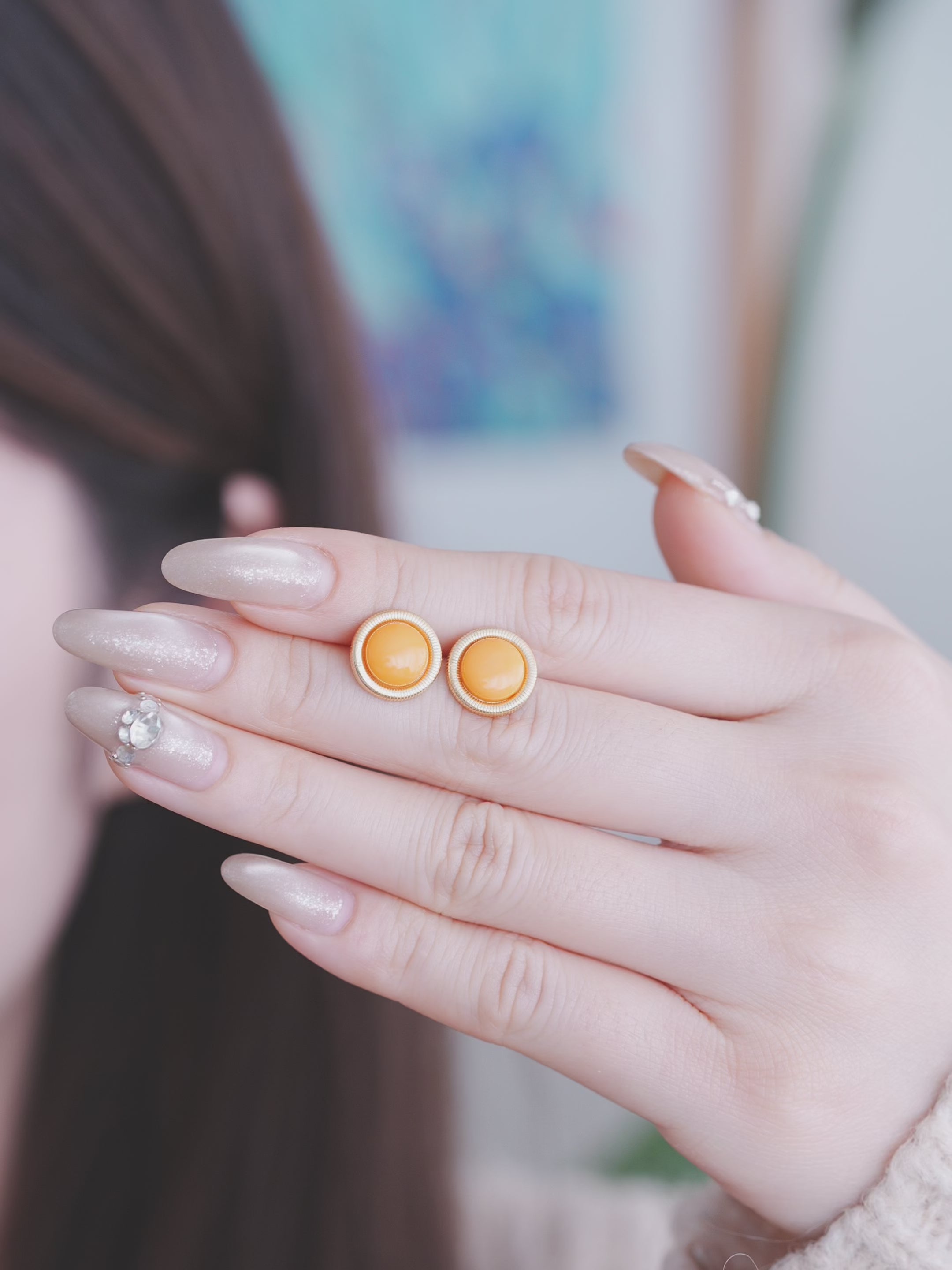 Radiant Sunburst Butterscotch Amber Stud Earrings