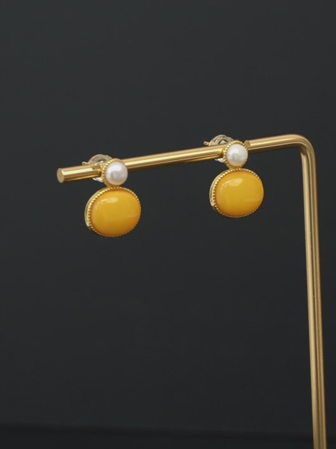Petite Oval Butterscotch Amber Stud Earrings