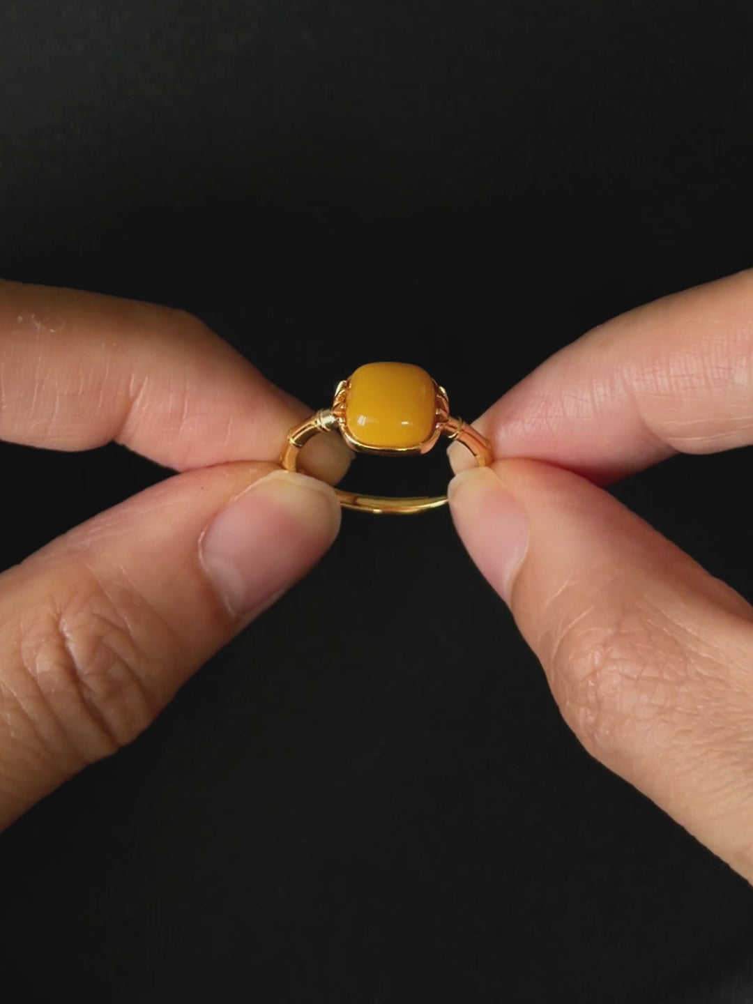 Bamboo Zen Butterscotch Amber Ring