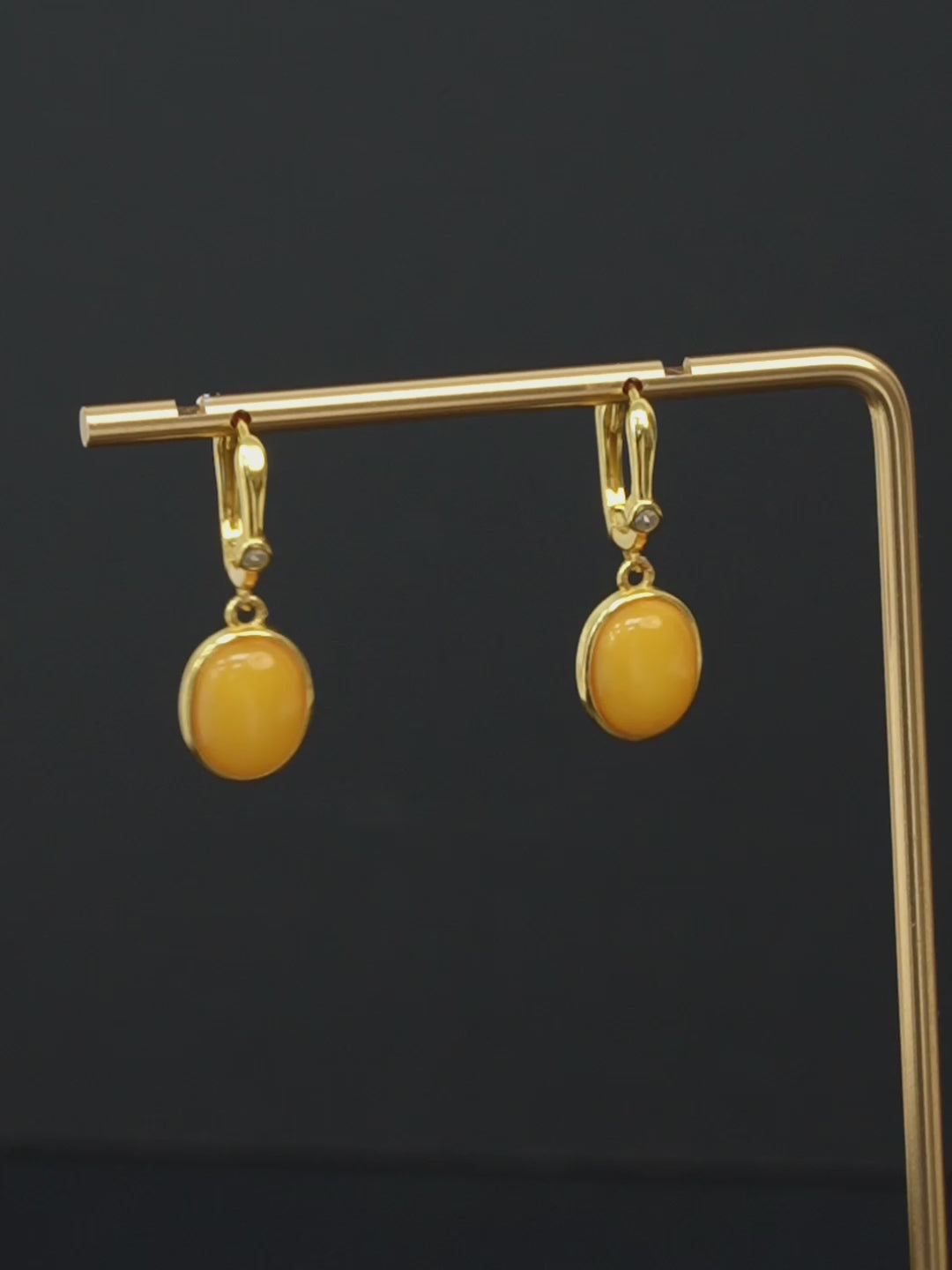 Oval Butterscotch Amber Drop Earrings