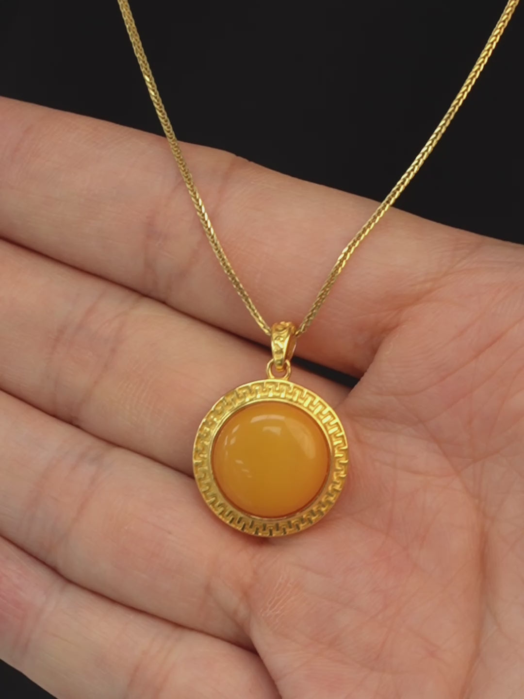 Eternal Meander Butterscotch Amber Necklace