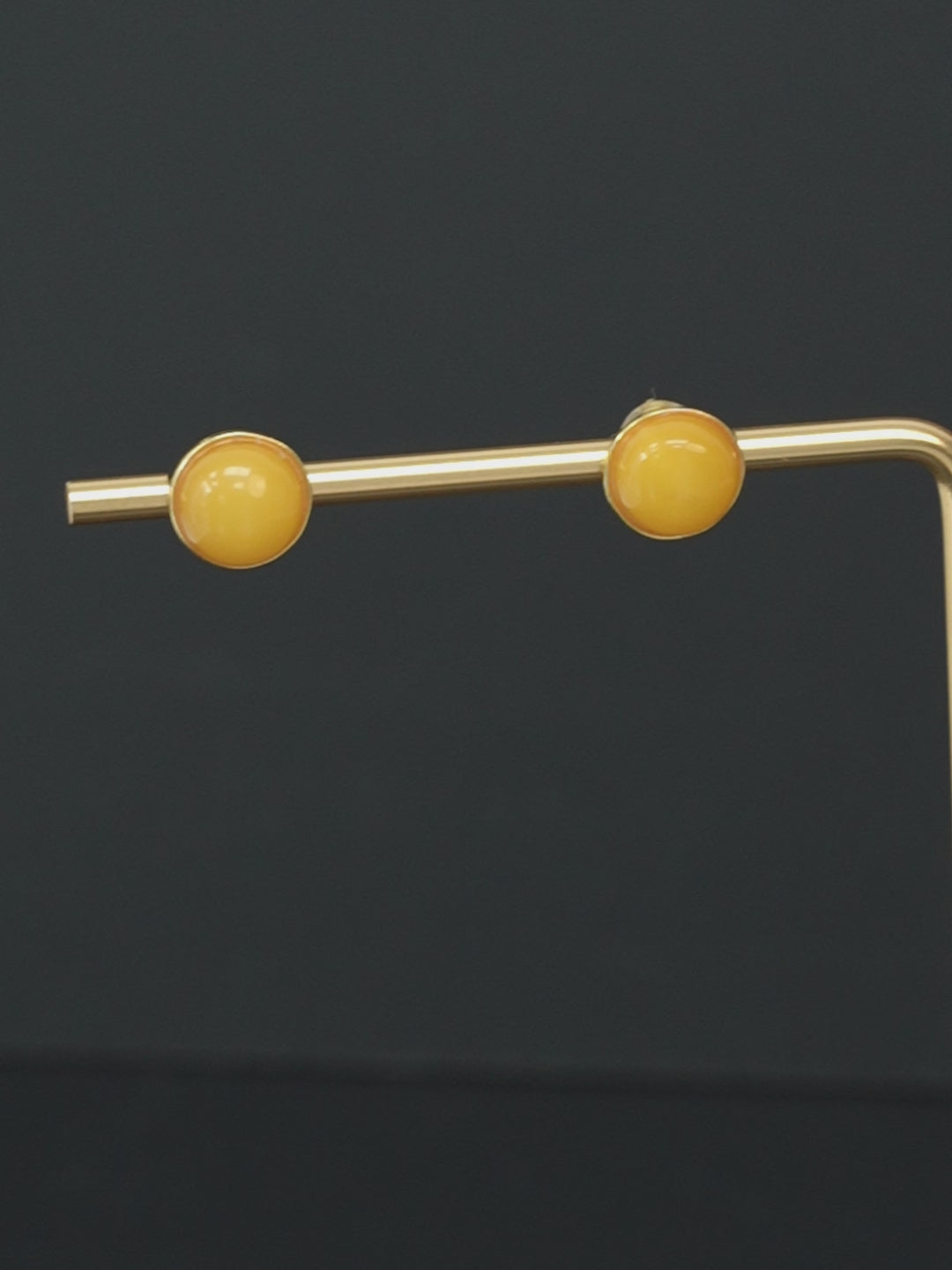 Tiny Round Butterscotch Amber Stud Earrings