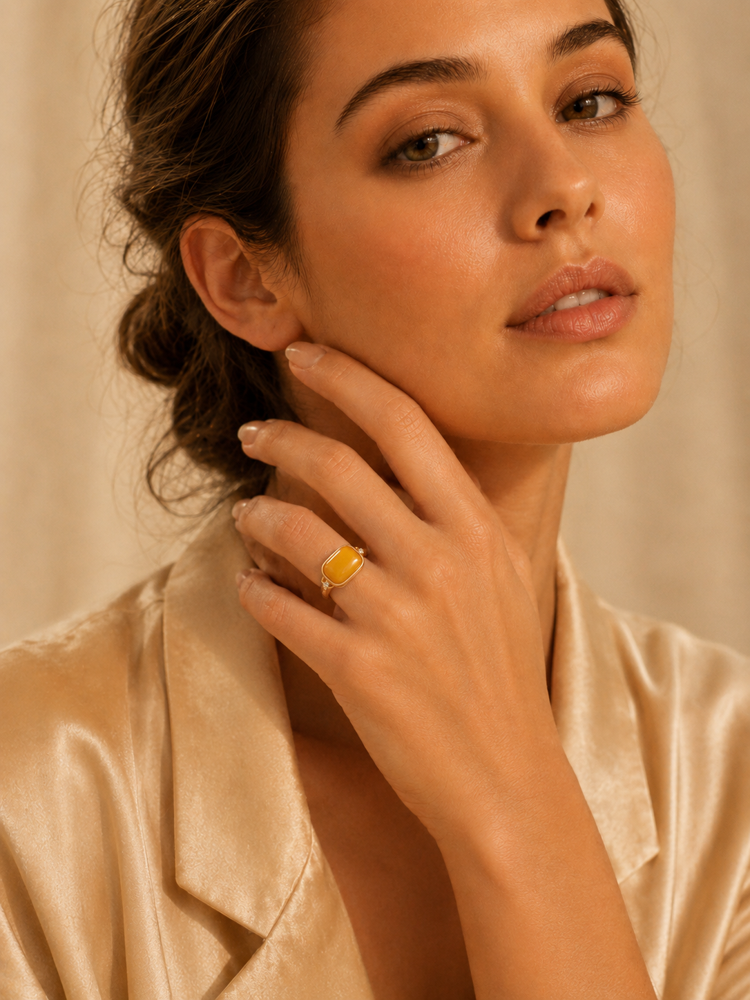 Sparkling Frame Butterscotch Amber Ring