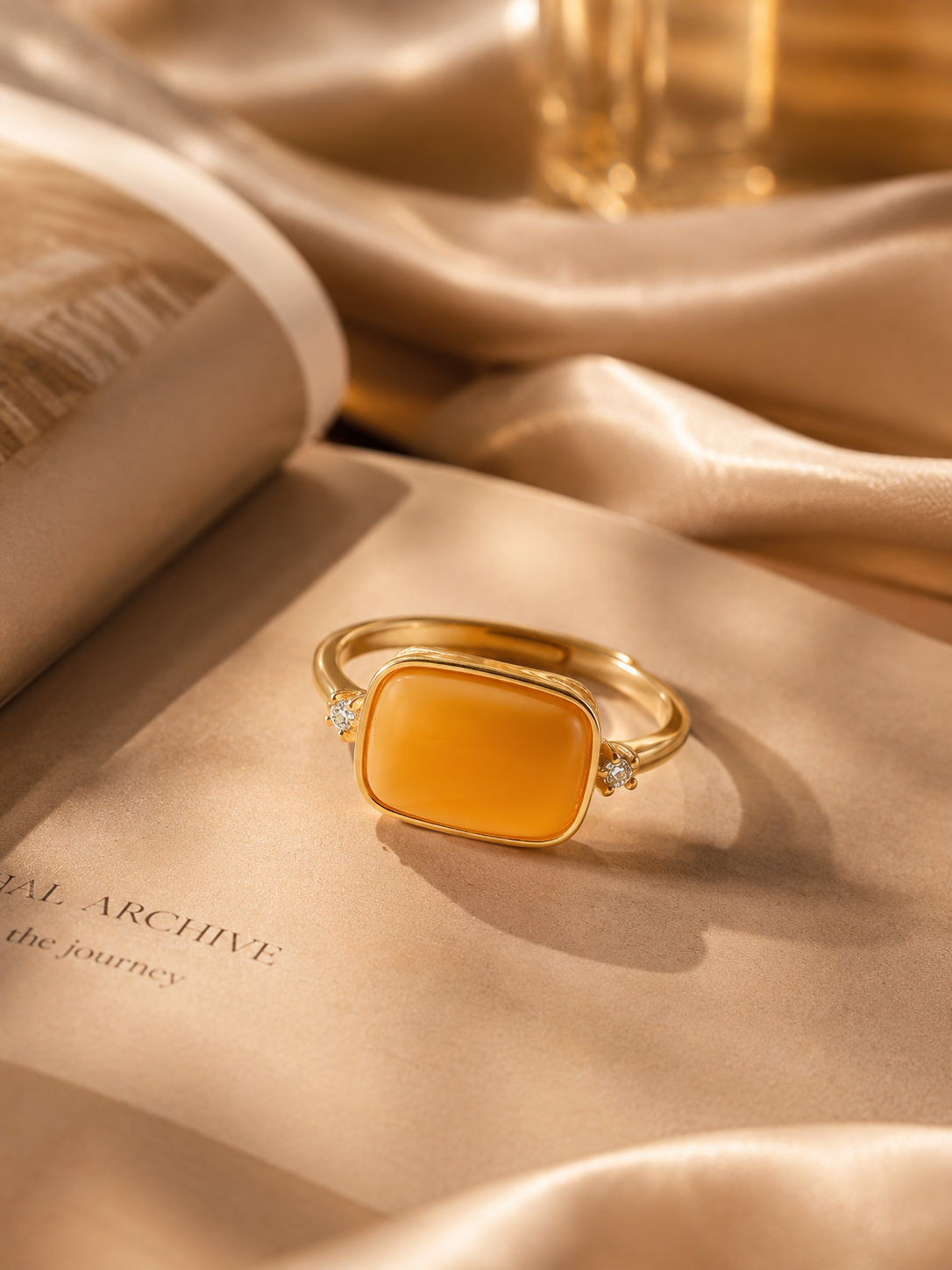 Sparkling Frame Butterscotch Amber Ring