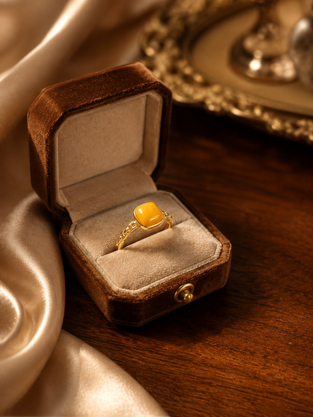 Linked Heritage Butterscotch Amber Ring