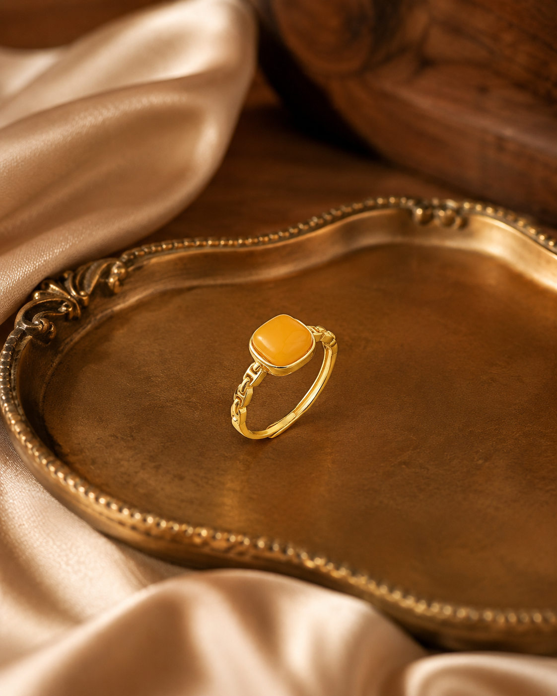 Linked Heritage Butterscotch Amber Ring