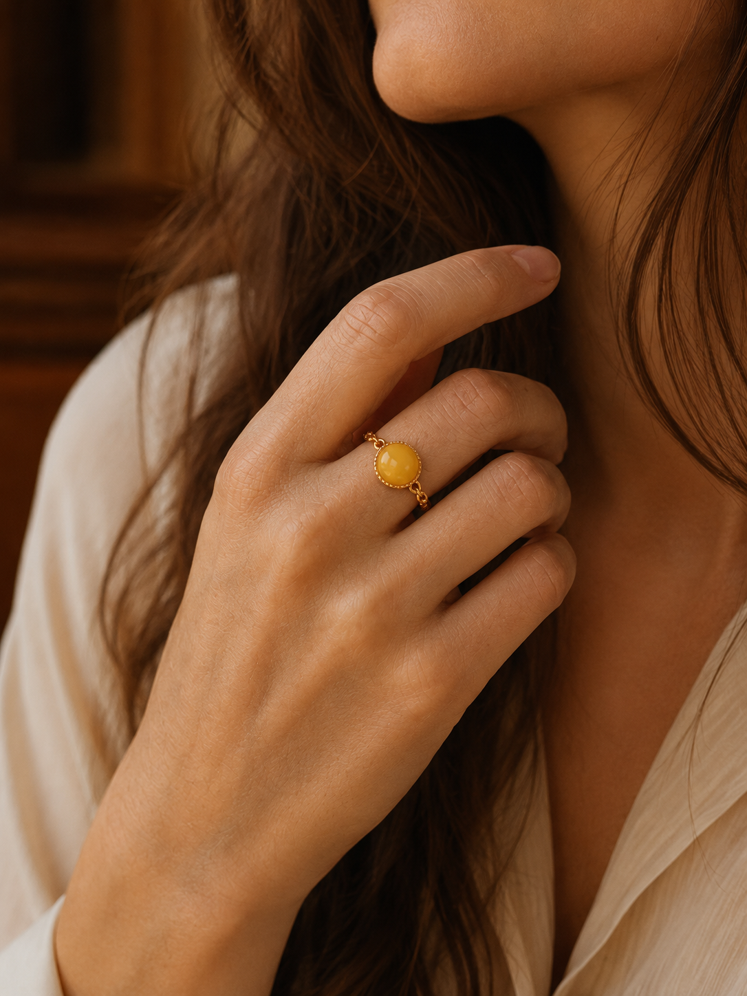 Braided Radiance Butterscotch Amber Ring