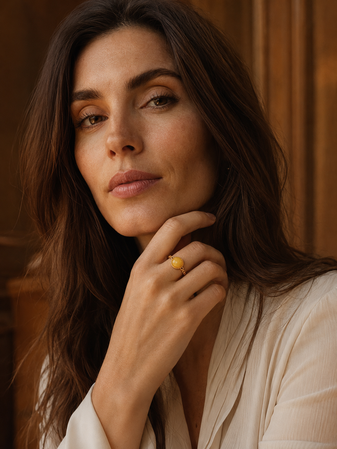 Braided Radiance Butterscotch Amber Ring