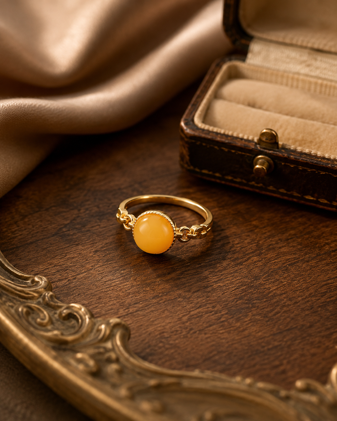 Braided Radiance Butterscotch Amber Ring