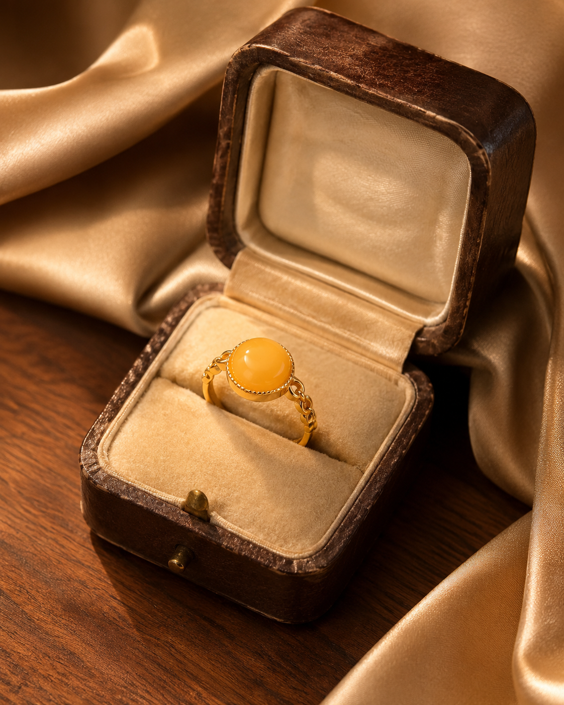 Braided Radiance Butterscotch Amber Ring